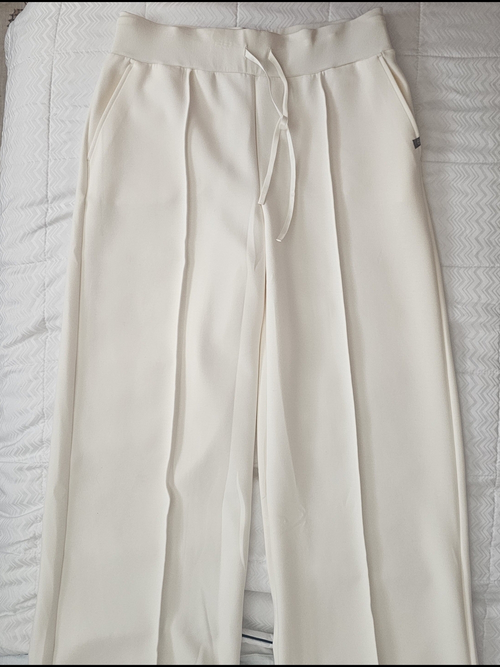 T by Talbots AirKnit Stretch Wide Leg Pants in an off-white/cream - Picture 6 of 7